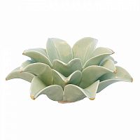 подсвечник керамический в виде лотоса с золотыми лепестками flower lotus pale green medium, 12 см в Калуге