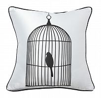 подушка с птичкой в клетке birdie in a cage white в Калуге