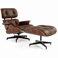 кресло eames style lounge chair & ottoman premium коричневое в Калуге