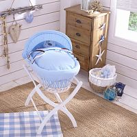 колыбель-переноска gift wicker moses basket белая, голубое белье в Калуге