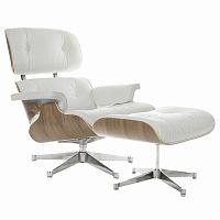 кресло eames style lounge chair & ottoman белое в Калуге