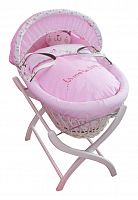 колыбель-переноска gift wicker moses basket белая, розовое белье в Калуге