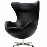 кресло с подлокотниками arne jacobsen style egg chair черное в Калуге